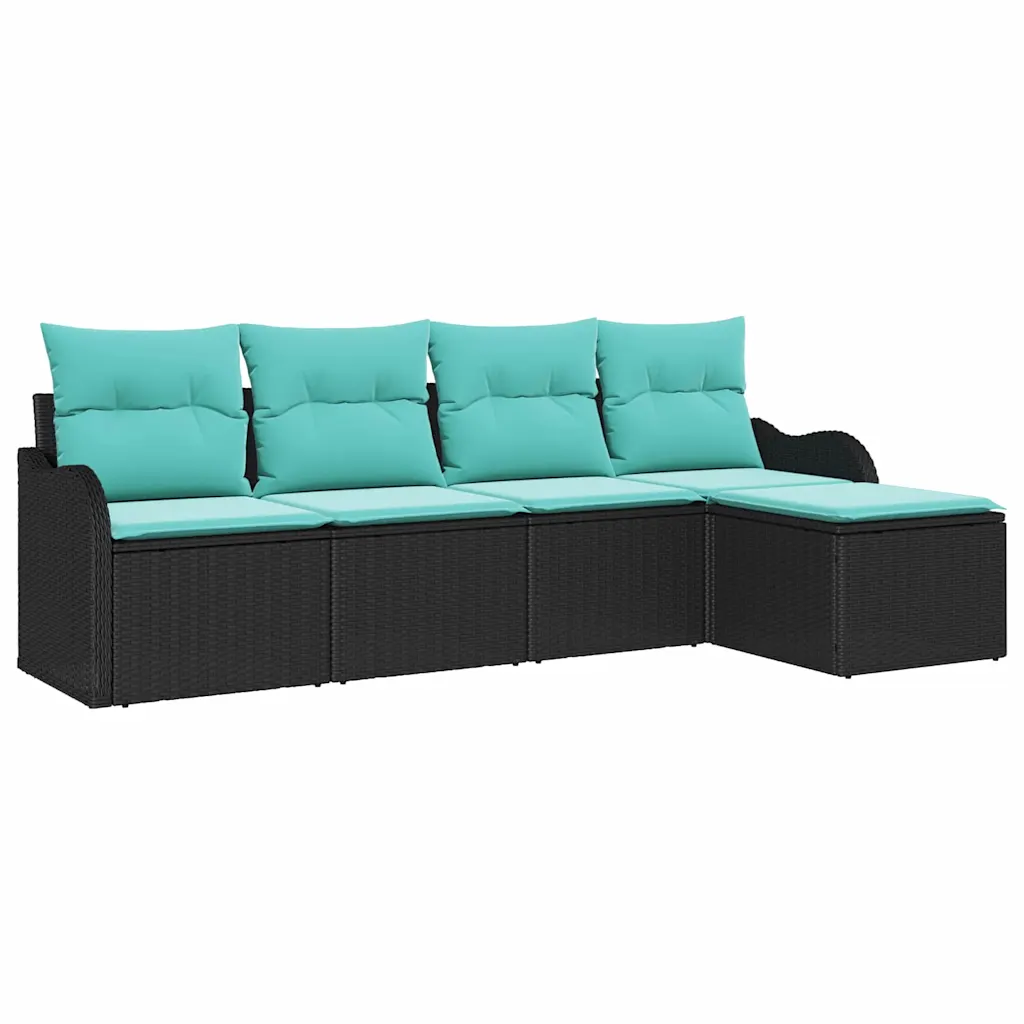 Garden Sofa Set 5 pcs Black Poly Rattan