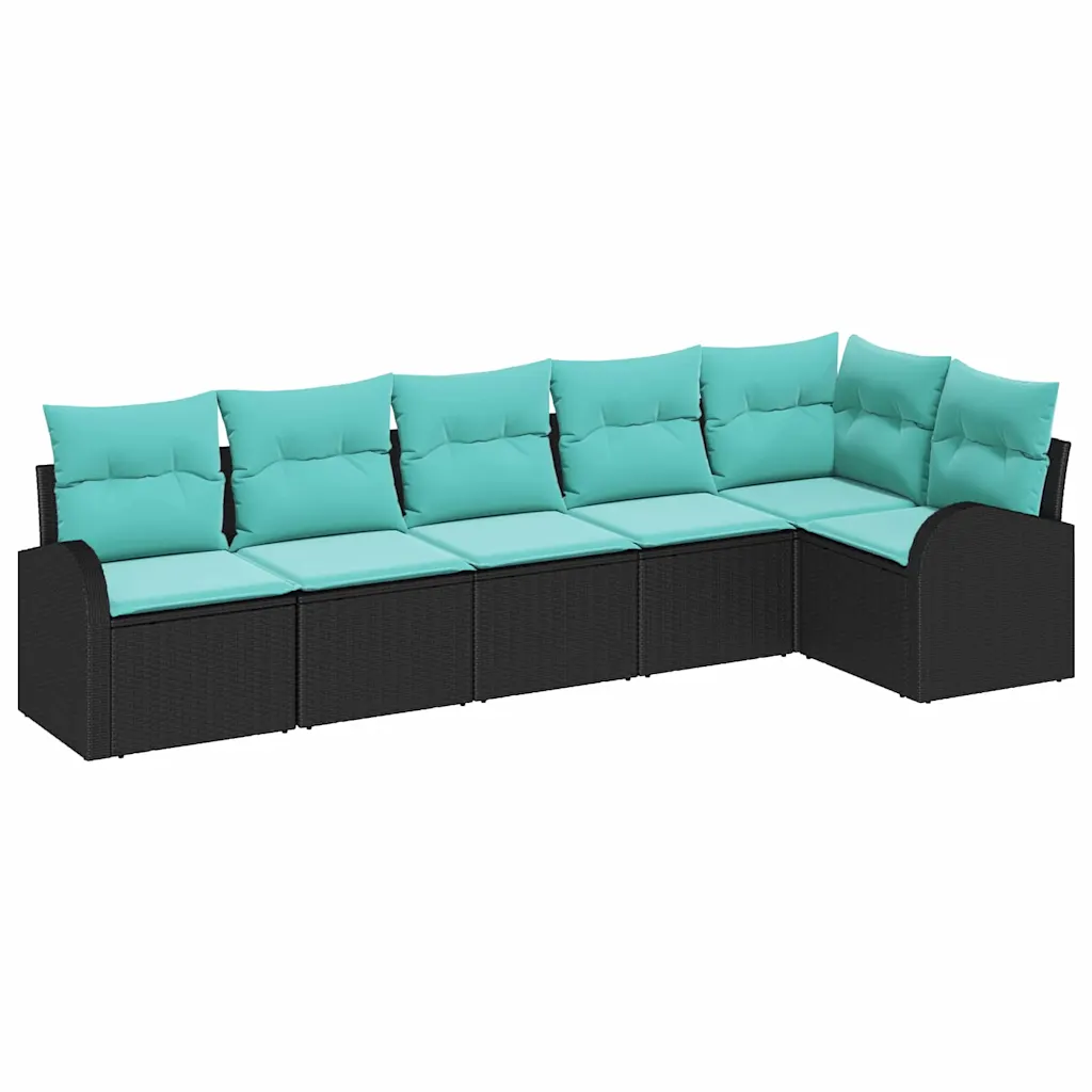 Garden Sofa Set 6 pcs Black Poly Rattan
