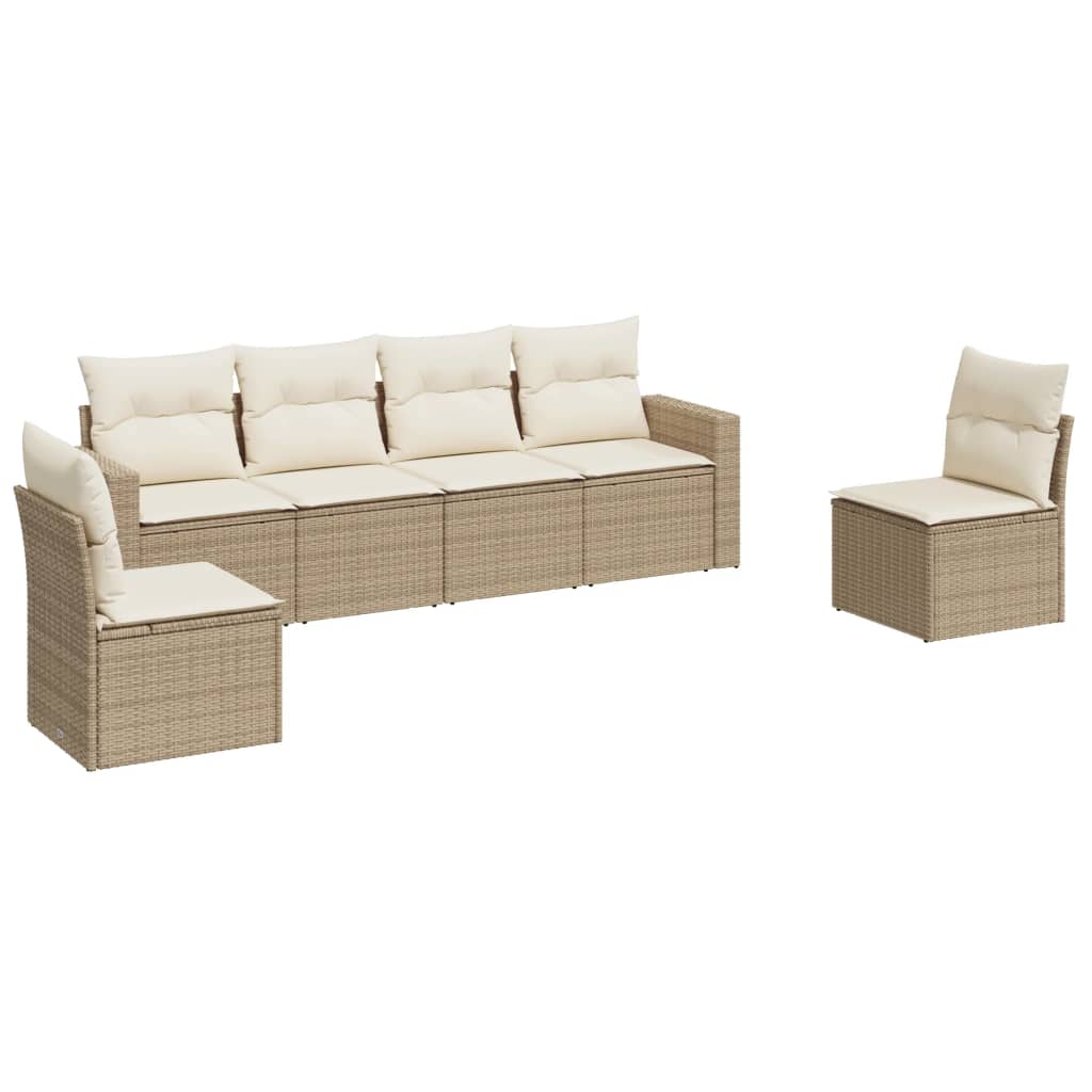 Garden Sofa Set Beige, Cream PE rattan, Powder-coated steel Large