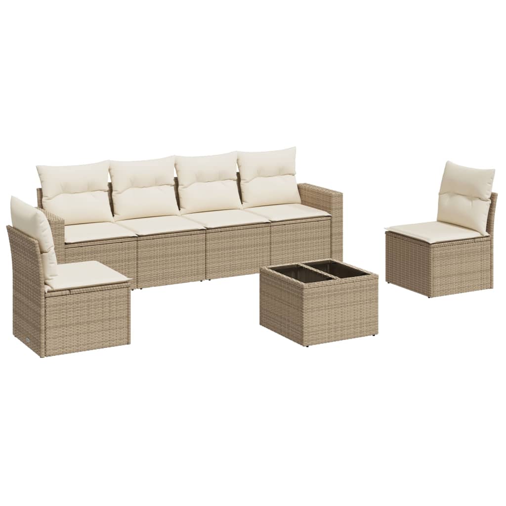 Garden Sofa Set Beige PE rattan Large Adjustable Feet