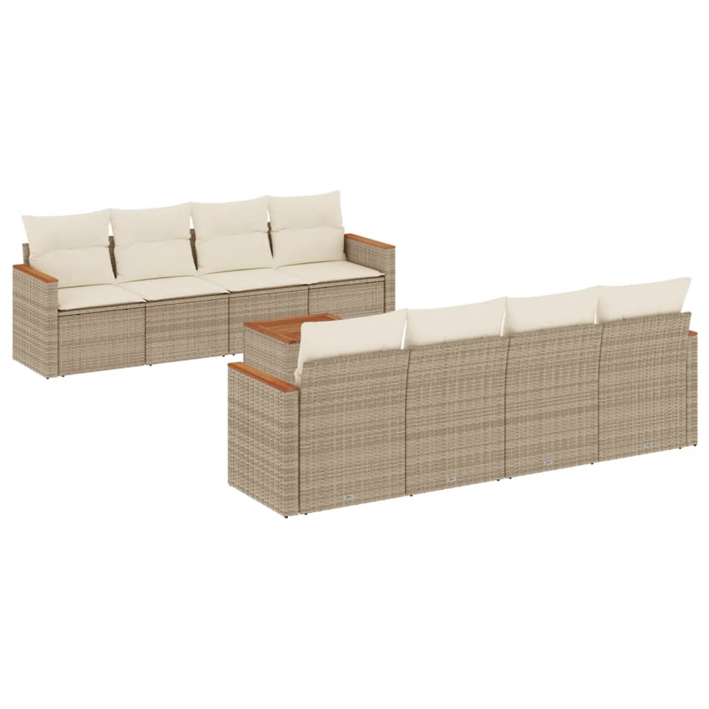 Garden Sofa Set Beige PE Rattan Large Modular Garden Sofa Set