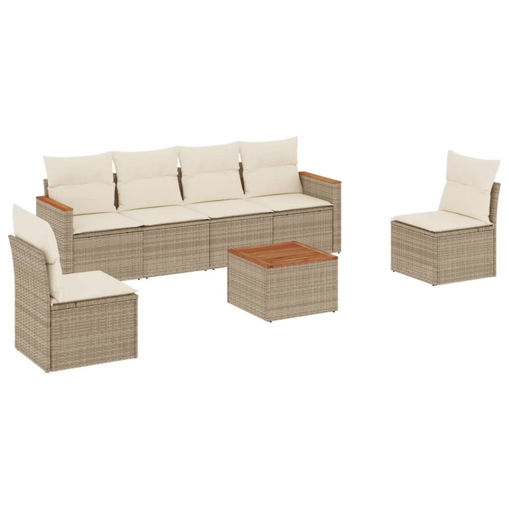 Garden Sofa Set Beige Poly Rattan Large Modular Garden Sofa Set