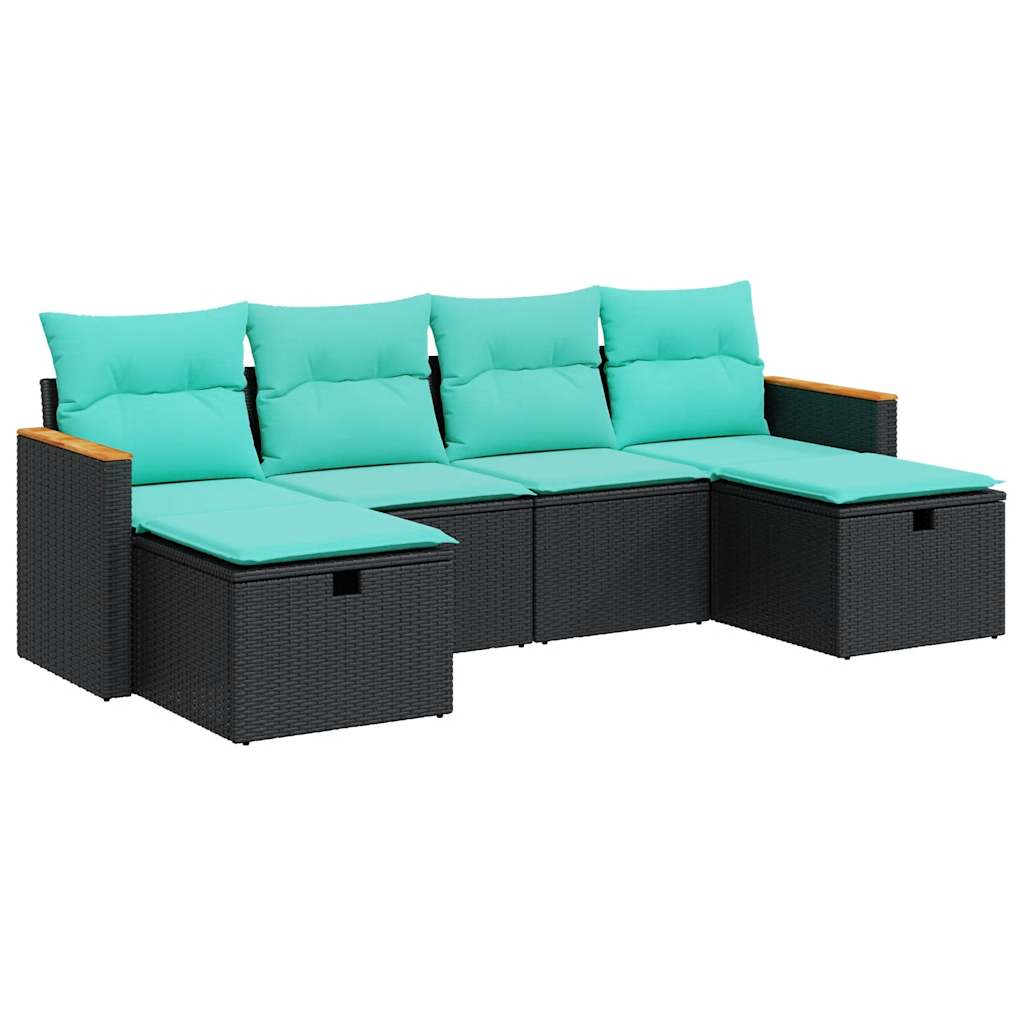 Garden Sofa Set Black and Blue