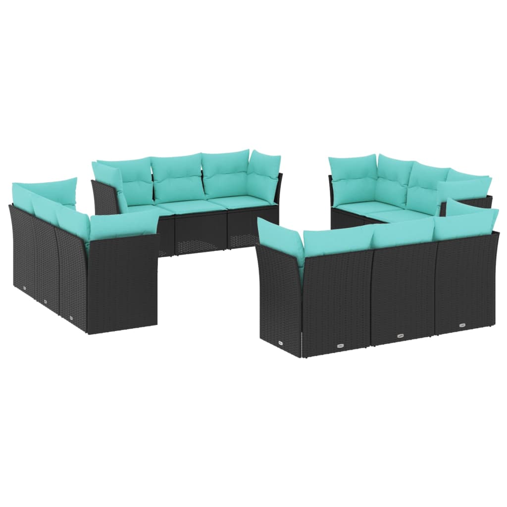 Garden Sofa Set Black and Blue