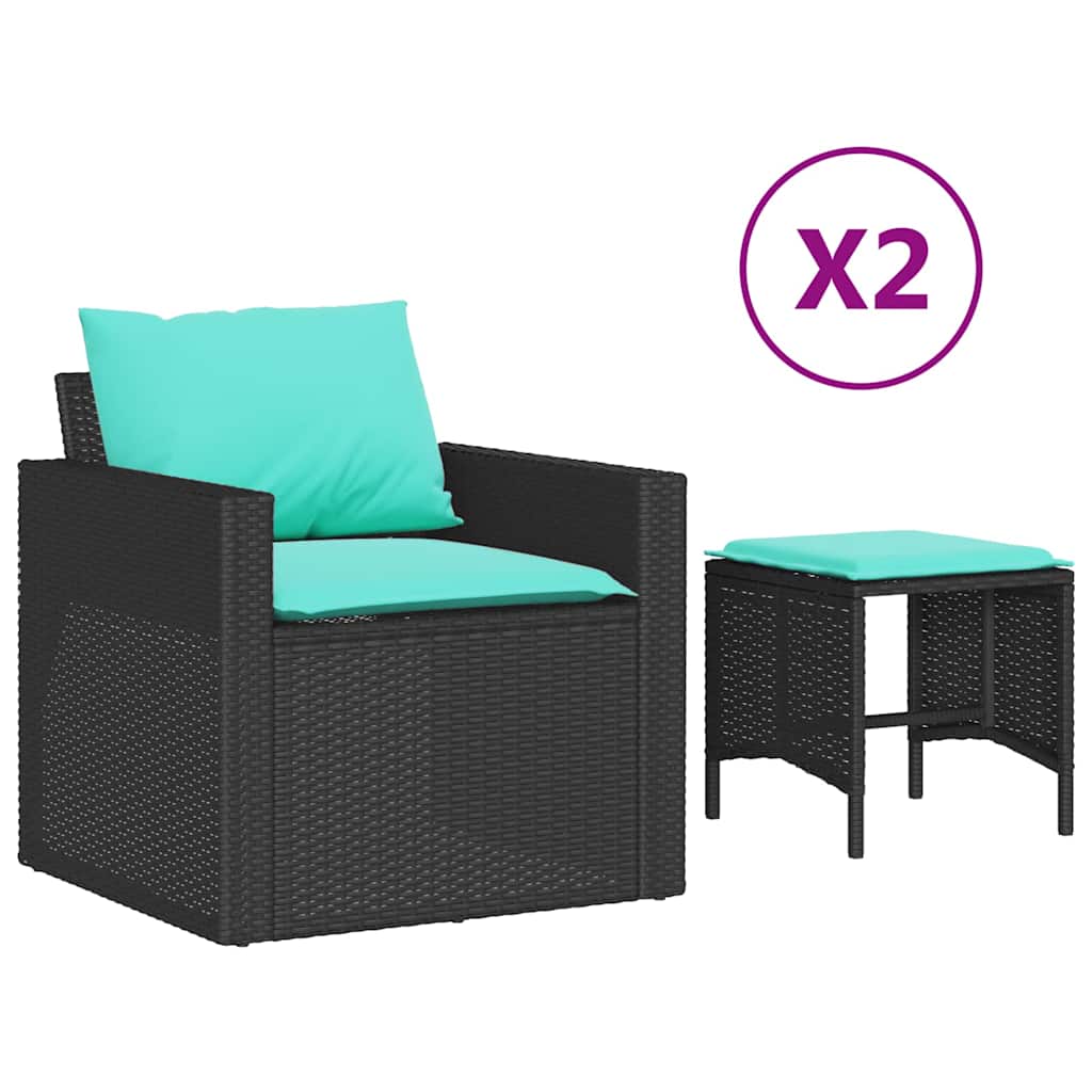 Garden Sofa Set Black and Blue
