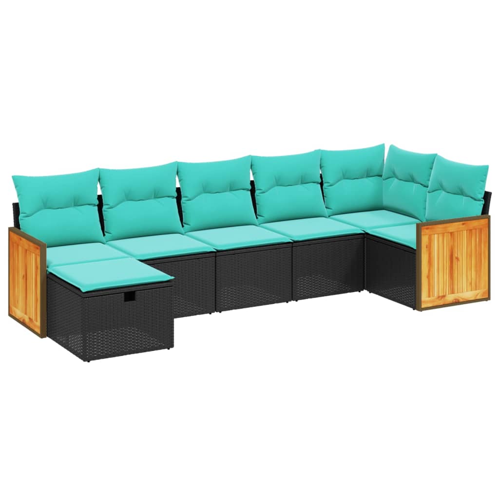 Garden Sofa Set Black and Blue