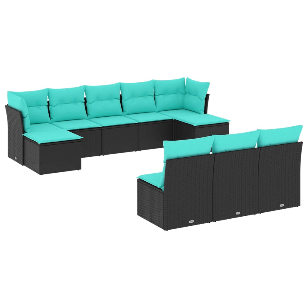 Garden Sofa Set Black and Blue