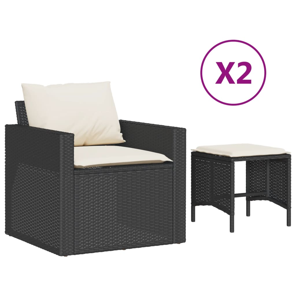 Garden Sofa Set Black and Cream