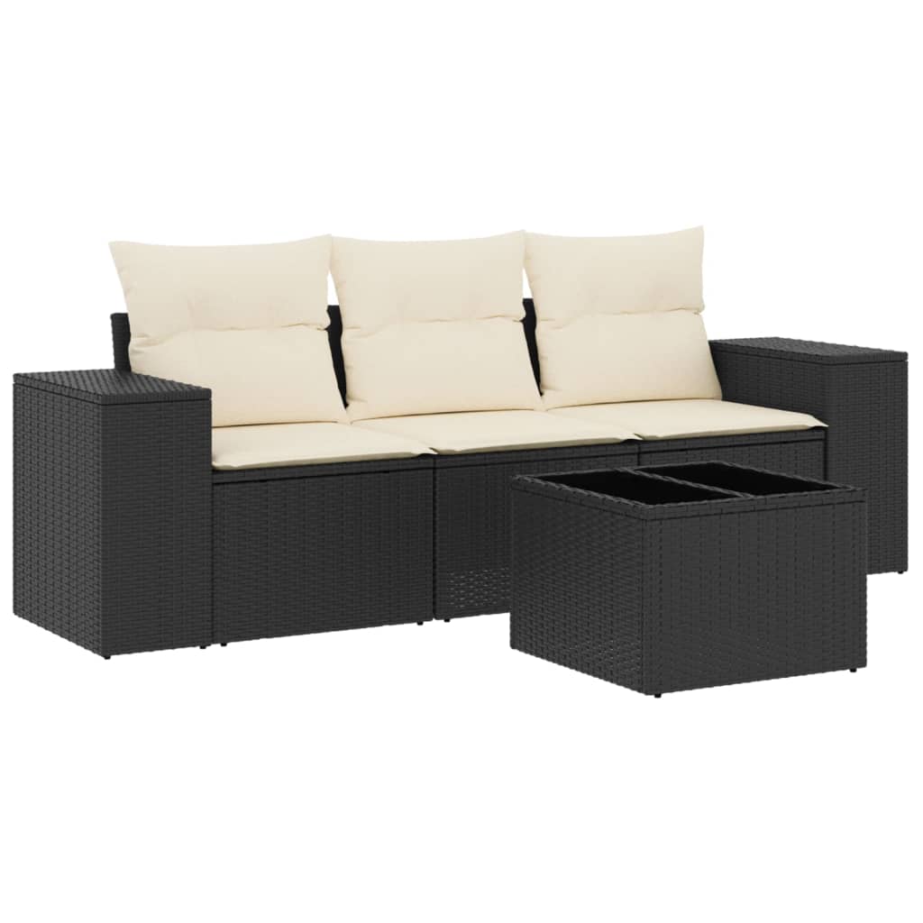 Garden Sofa Set Black and Cream