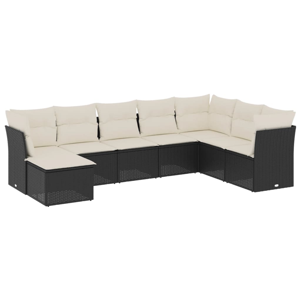 Garden Sofa Set Black and Cream White