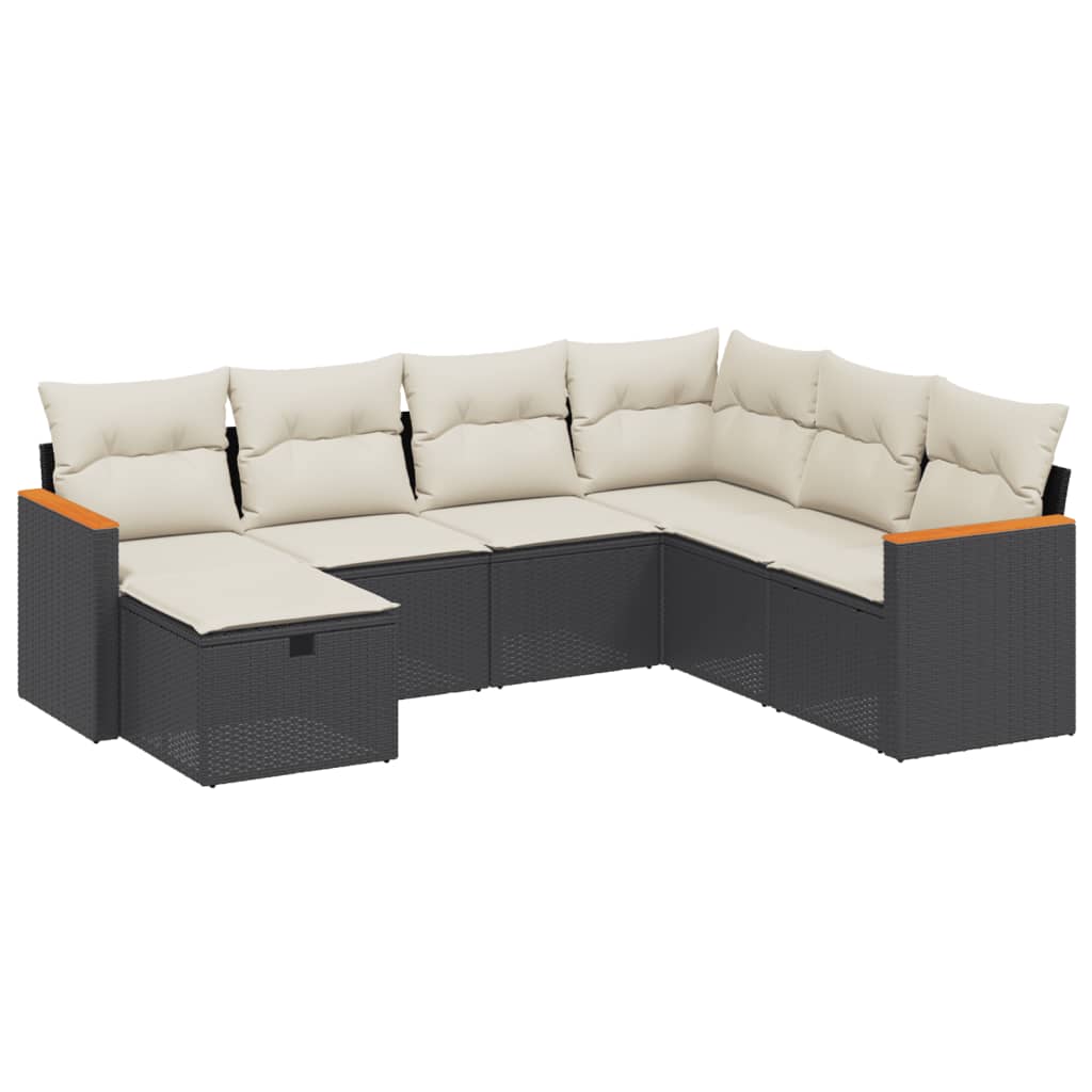 Garden Sofa Set Black and Cream White