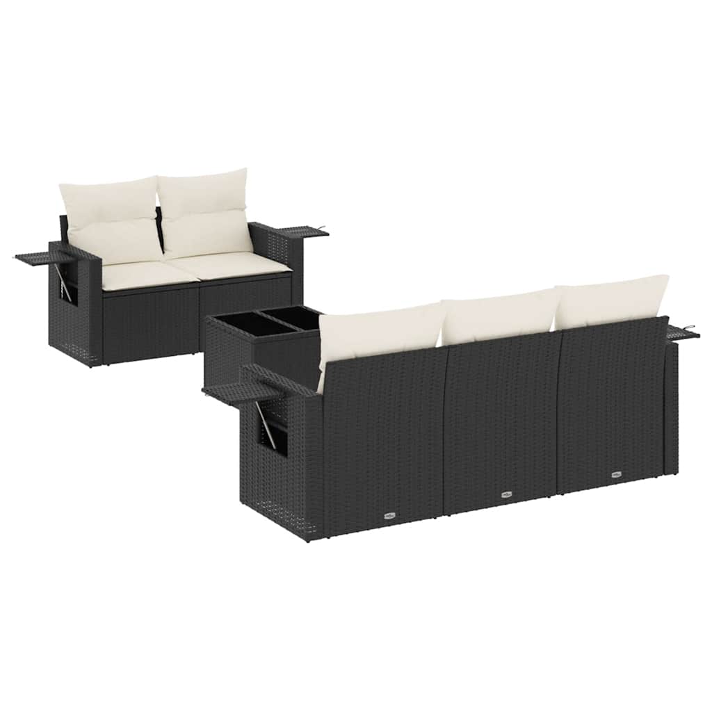 Garden Sofa Set Black and Cream White