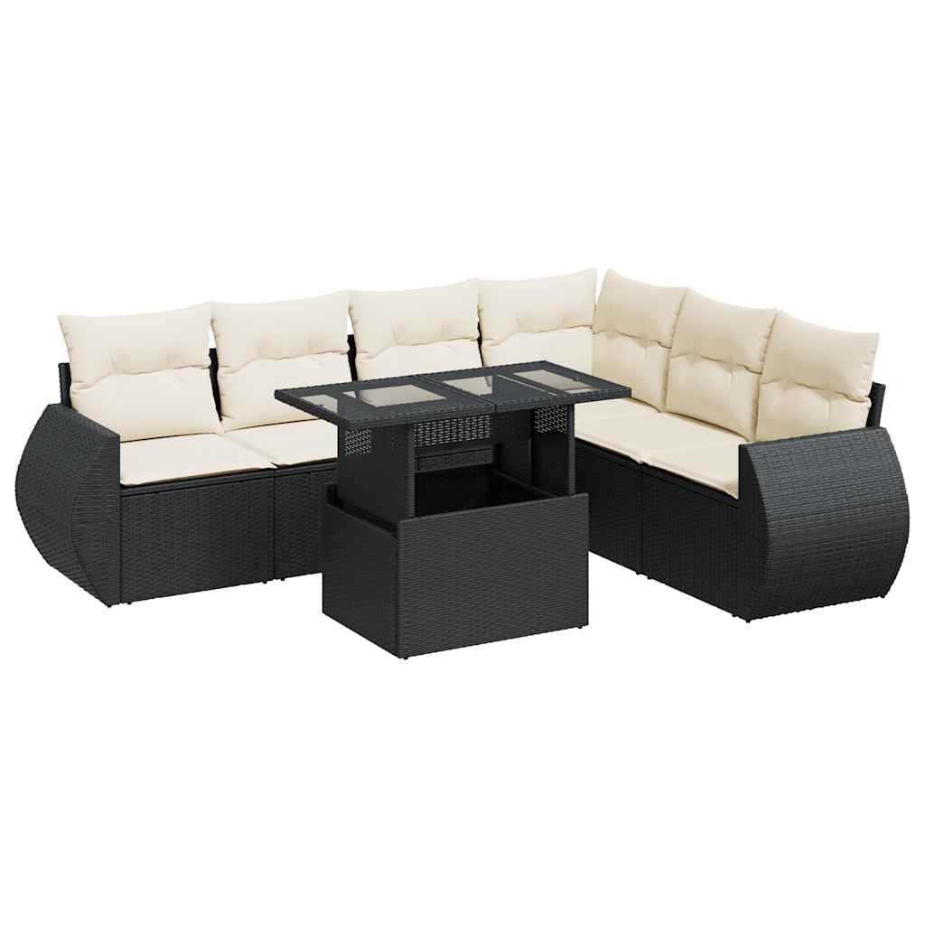 Garden Sofa Set Black and Cream White