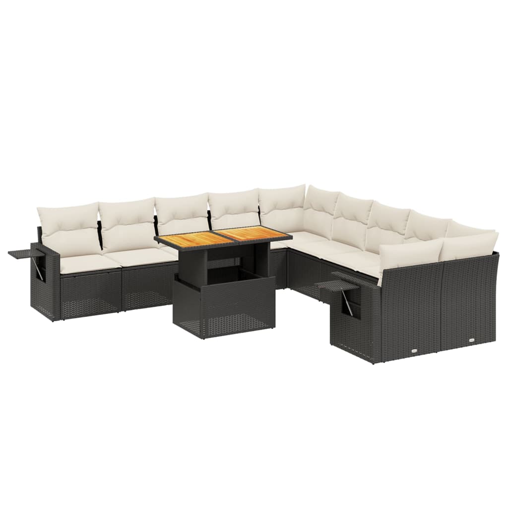 Garden Sofa Set Black and Cream White