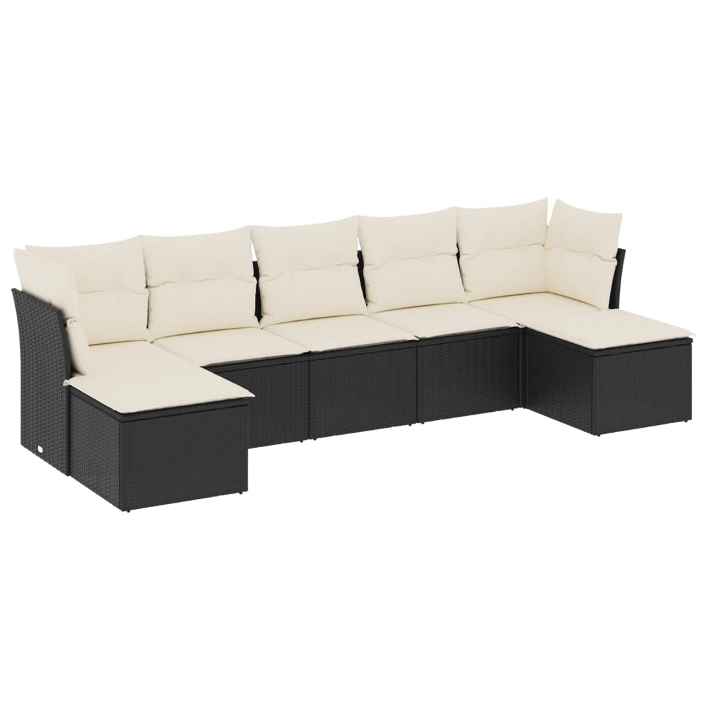 Garden Sofa Set Black and Cream White