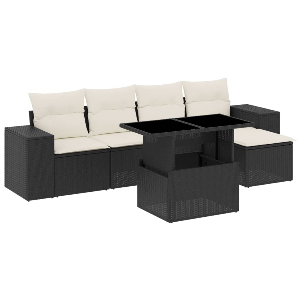 Garden Sofa Set Black and Cream White