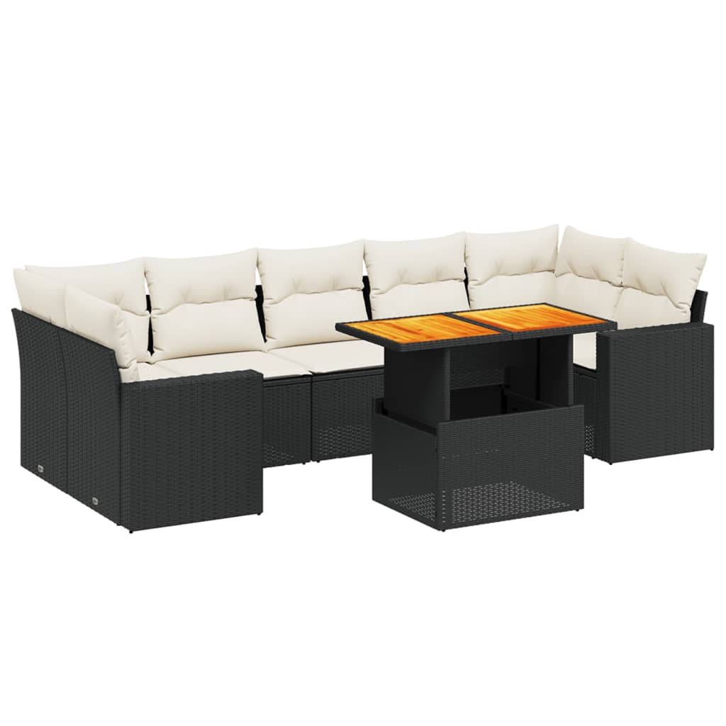 Garden Sofa Set Black and Cream White
