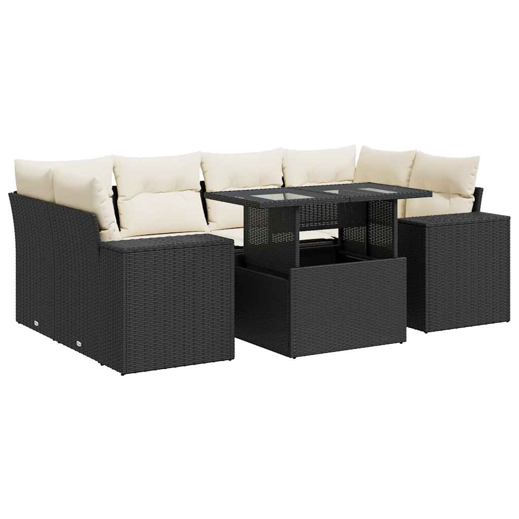 Garden Sofa Set Black and Cream White