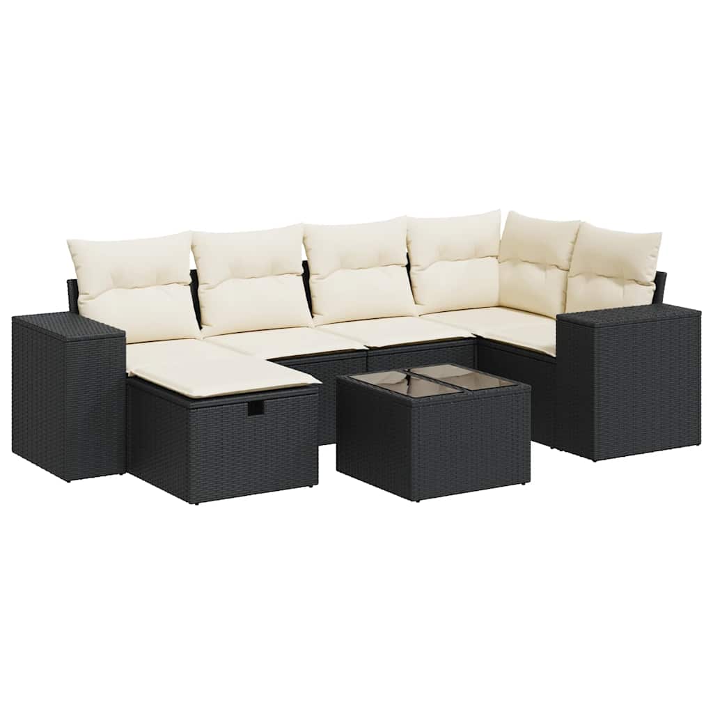 Garden Sofa Set Black and Cream White