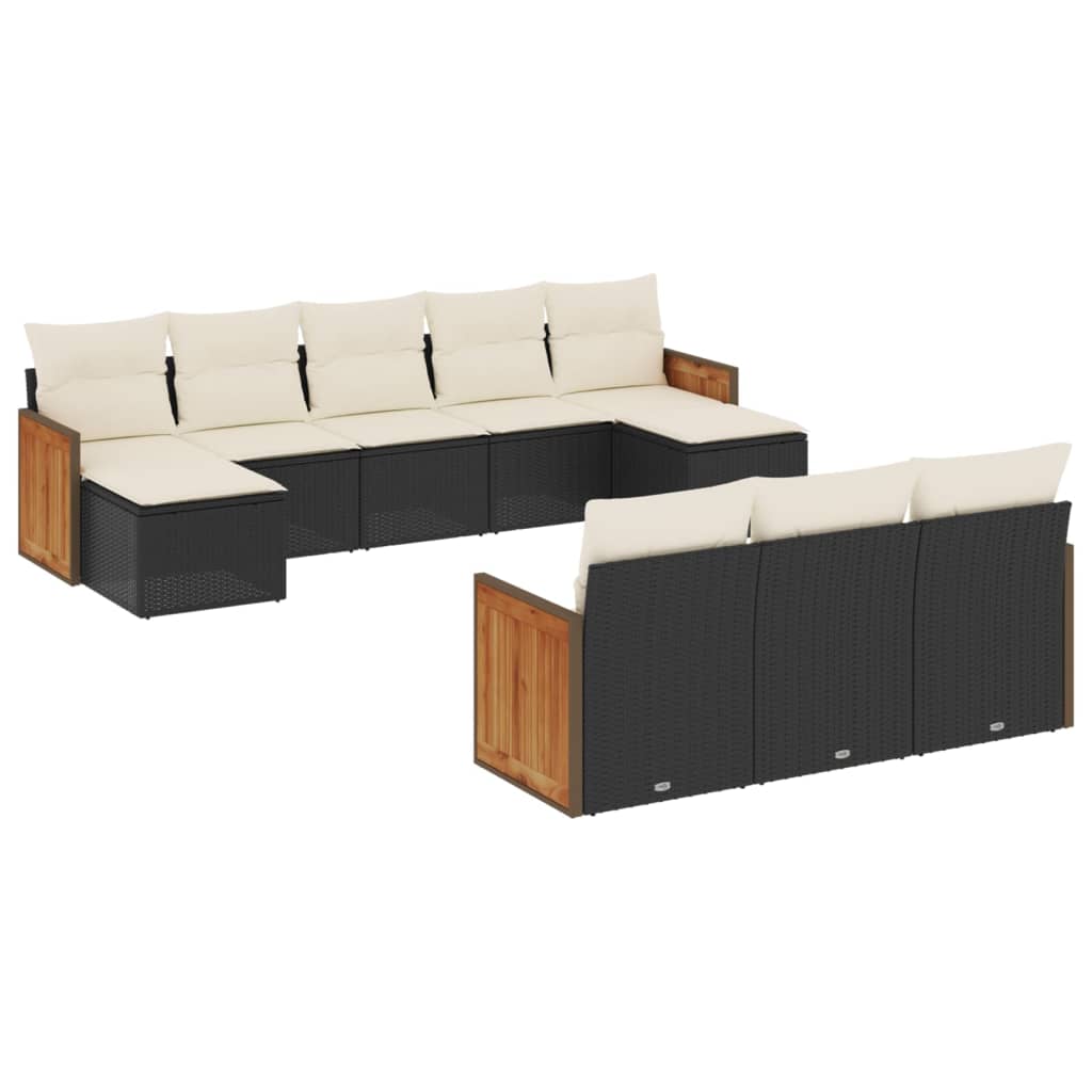 Garden Sofa Set Black and Cream White