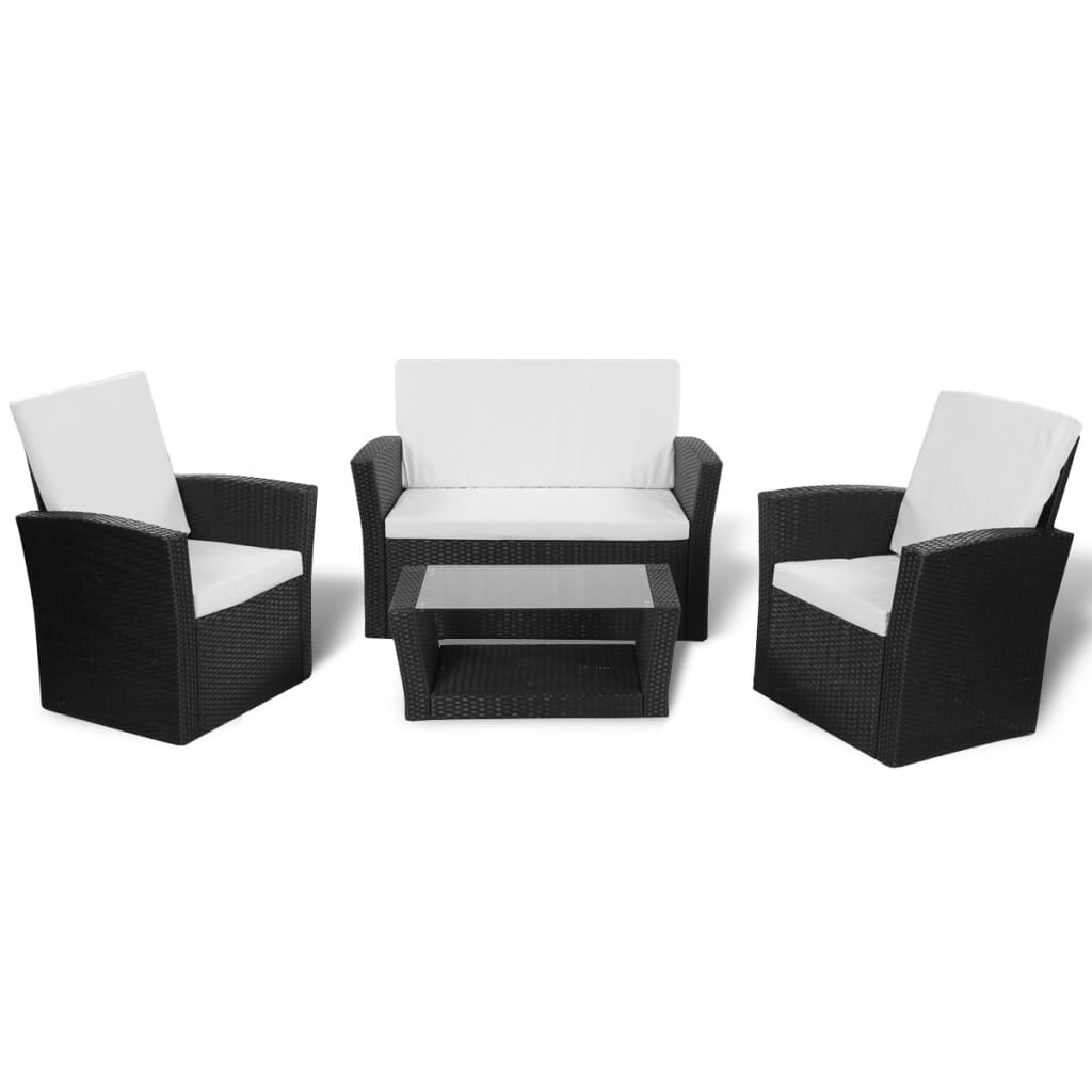 Garden Sofa Set Black and Cream White