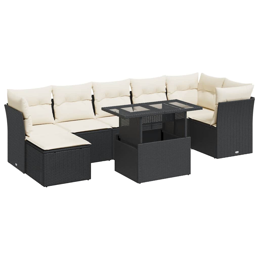 Garden Sofa Set Black and Cream White