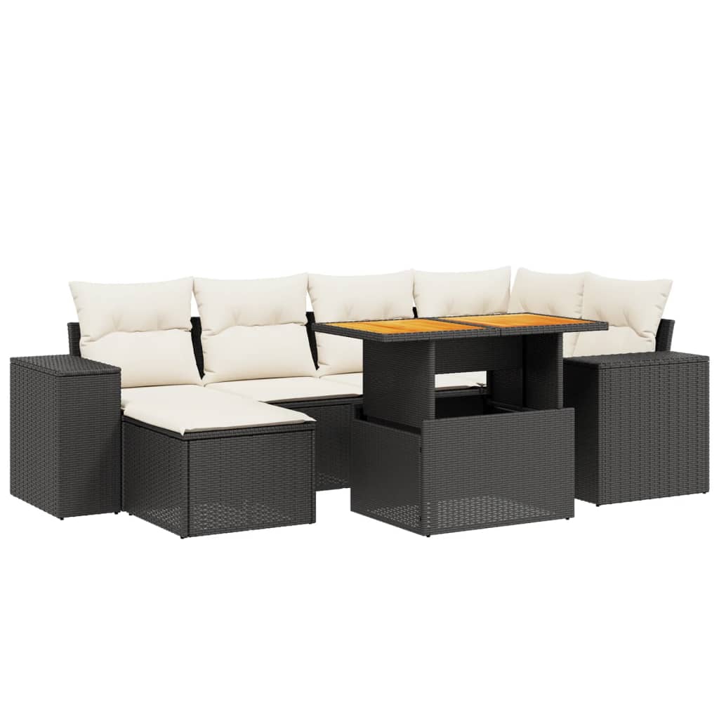 Garden Sofa Set Black and Cream White