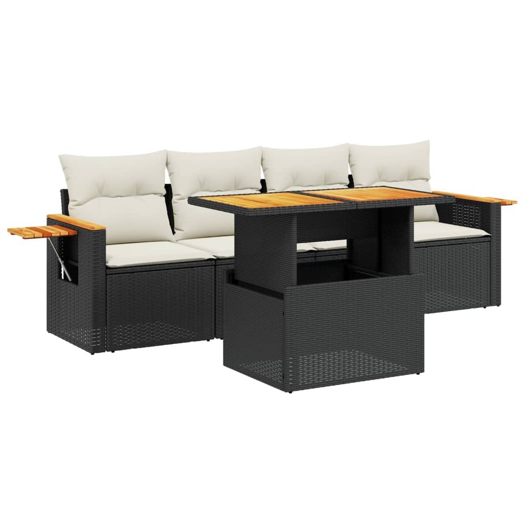 Garden Sofa Set Black and Cream White