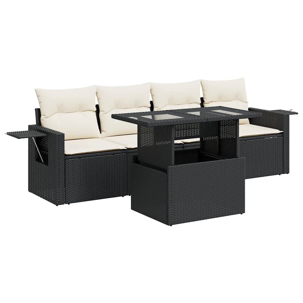Garden Sofa Set Black and Cream White