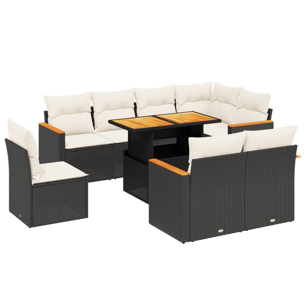 Garden Sofa Set Black and Cream White