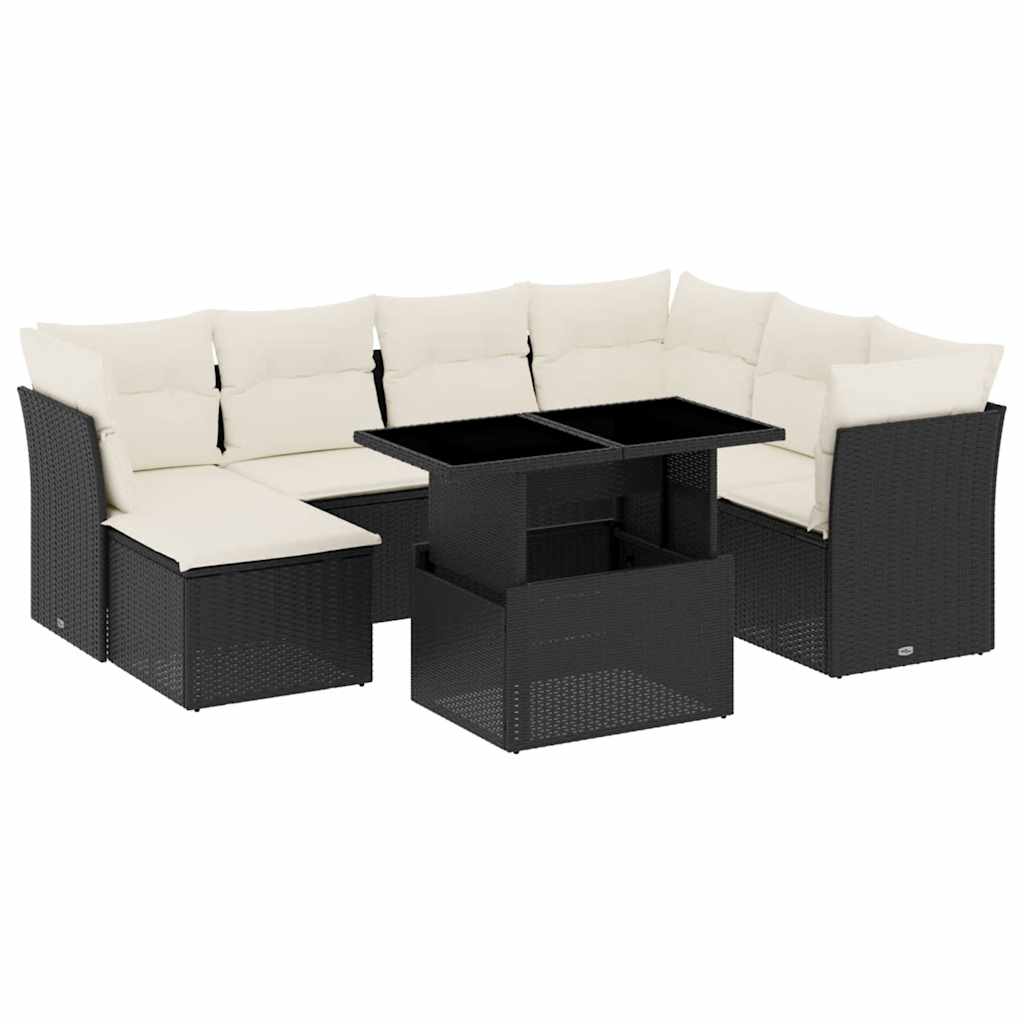 Garden Sofa Set Black and Cream White