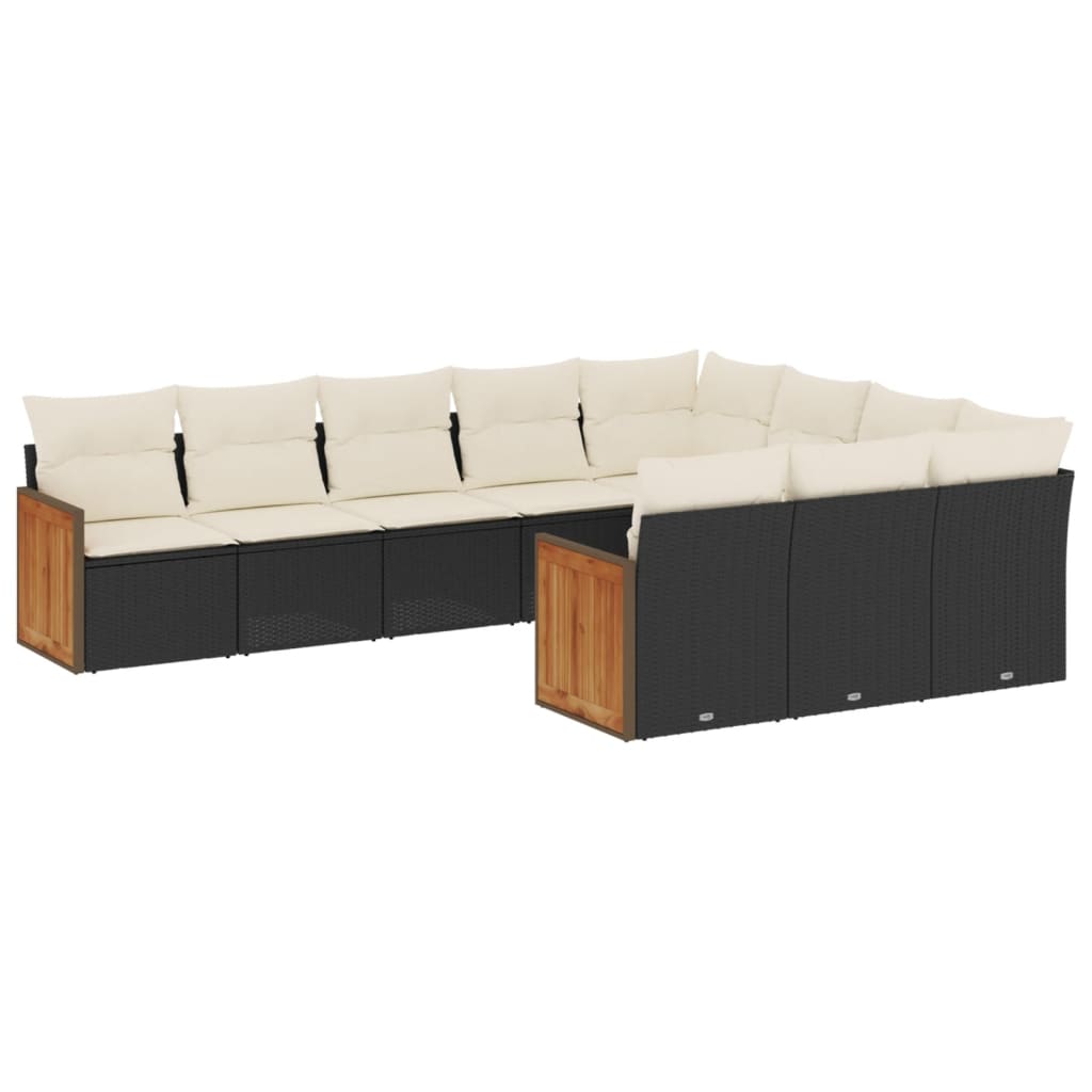 Garden Sofa Set Black and Cream White