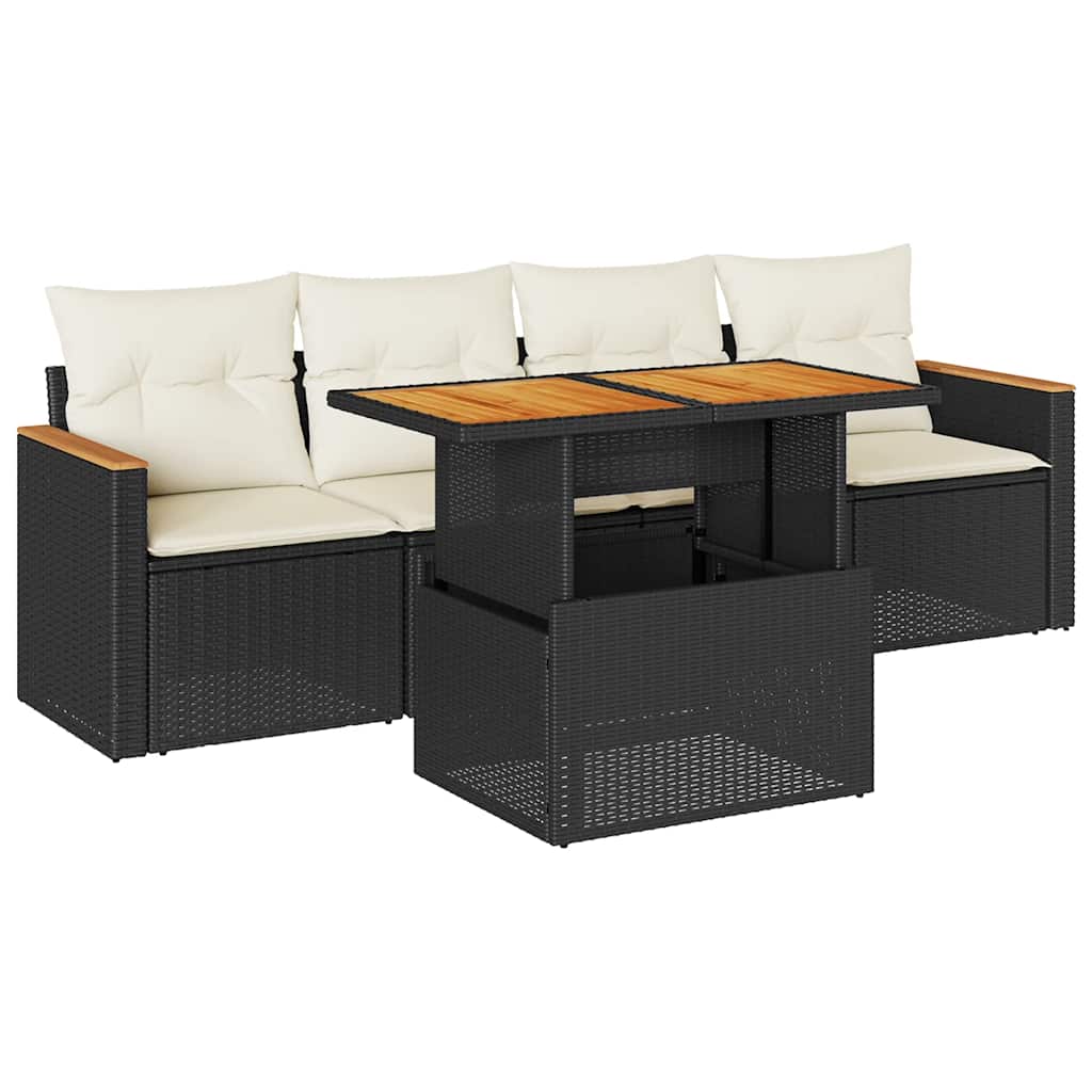 Garden Sofa Set Black and Cream White