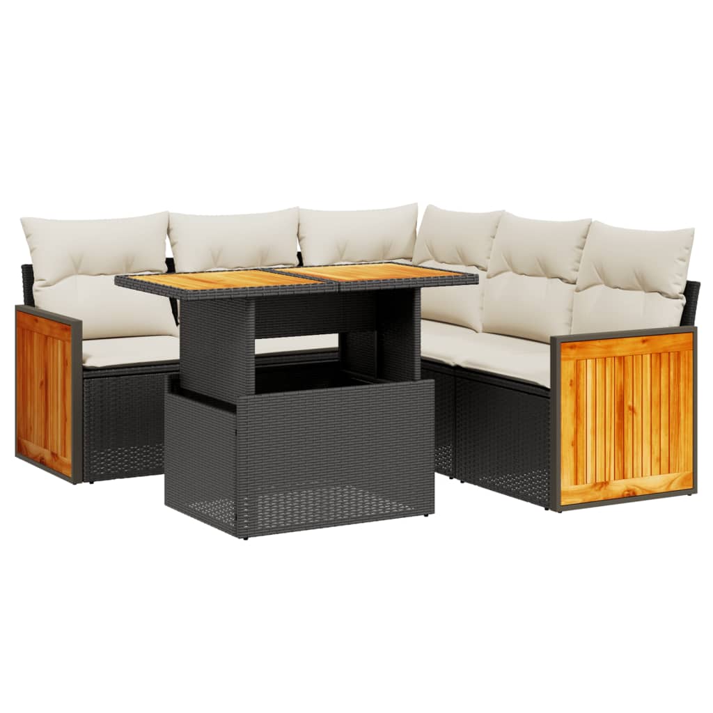 Garden Sofa Set Black and Cream White