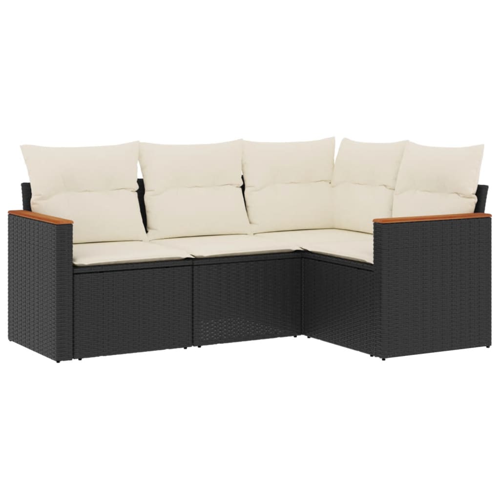 Garden Sofa Set Black and Cream White
