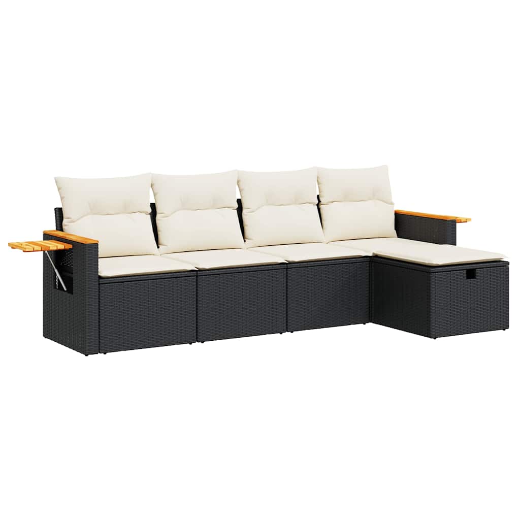 Garden Sofa Set Black and Cream White