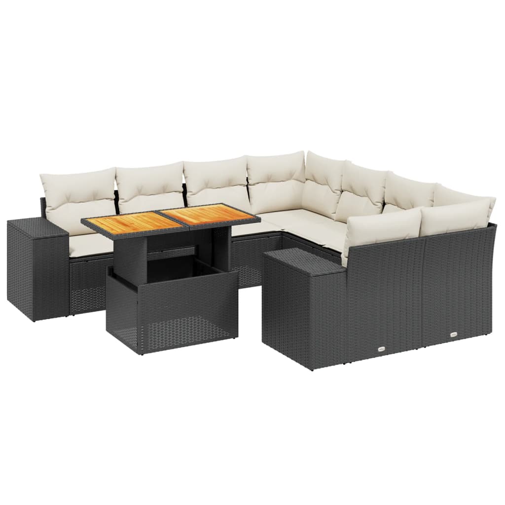 Garden Sofa Set Black and Cream White