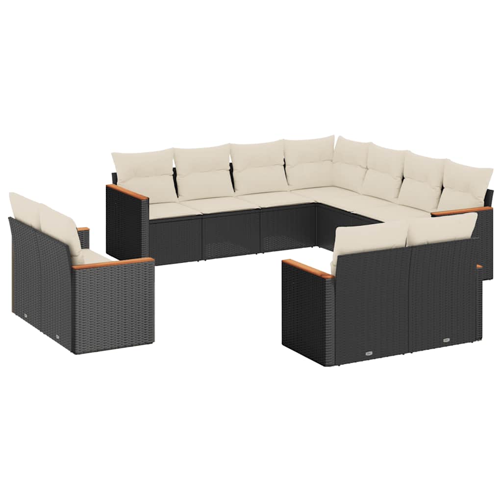 Garden Sofa Set Black and Cream White