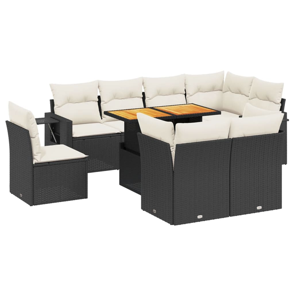 Garden Sofa Set Black and Cream White