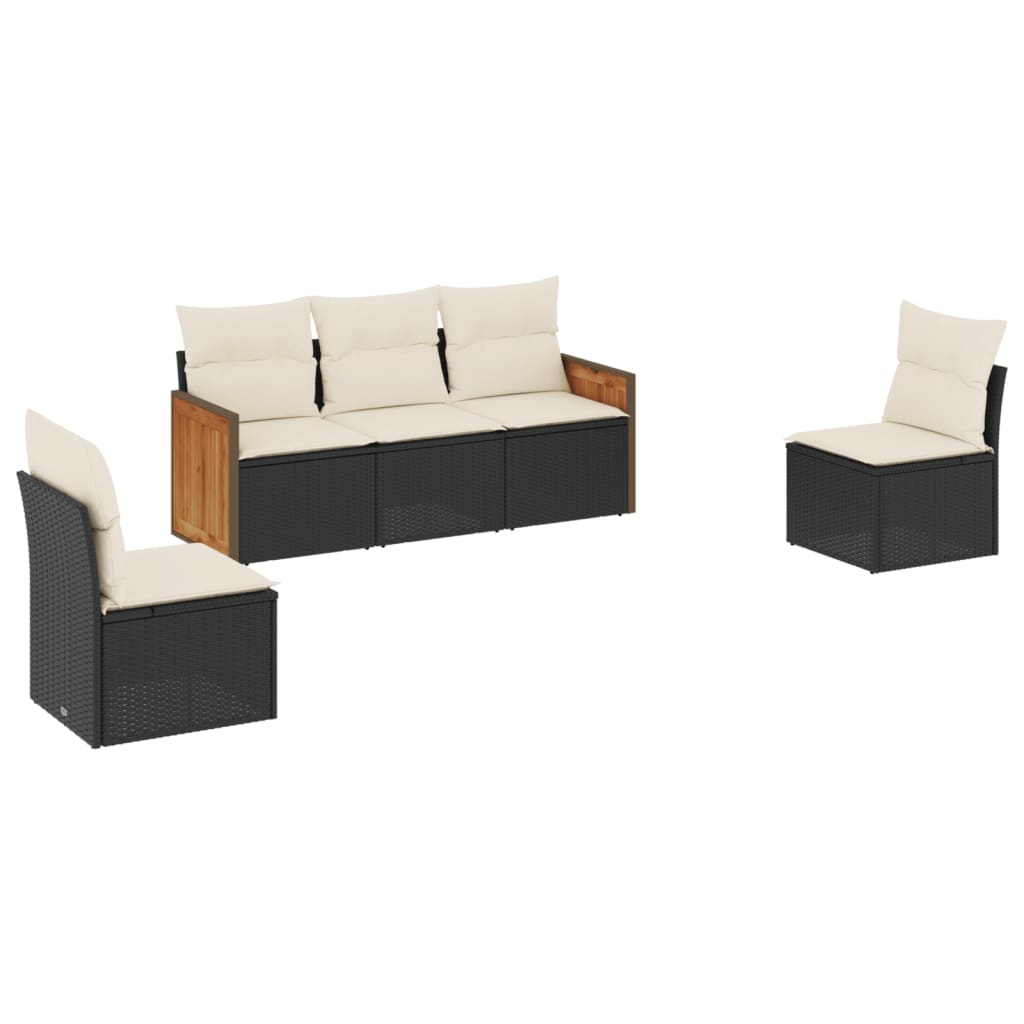 Garden Sofa Set Black and Cream White