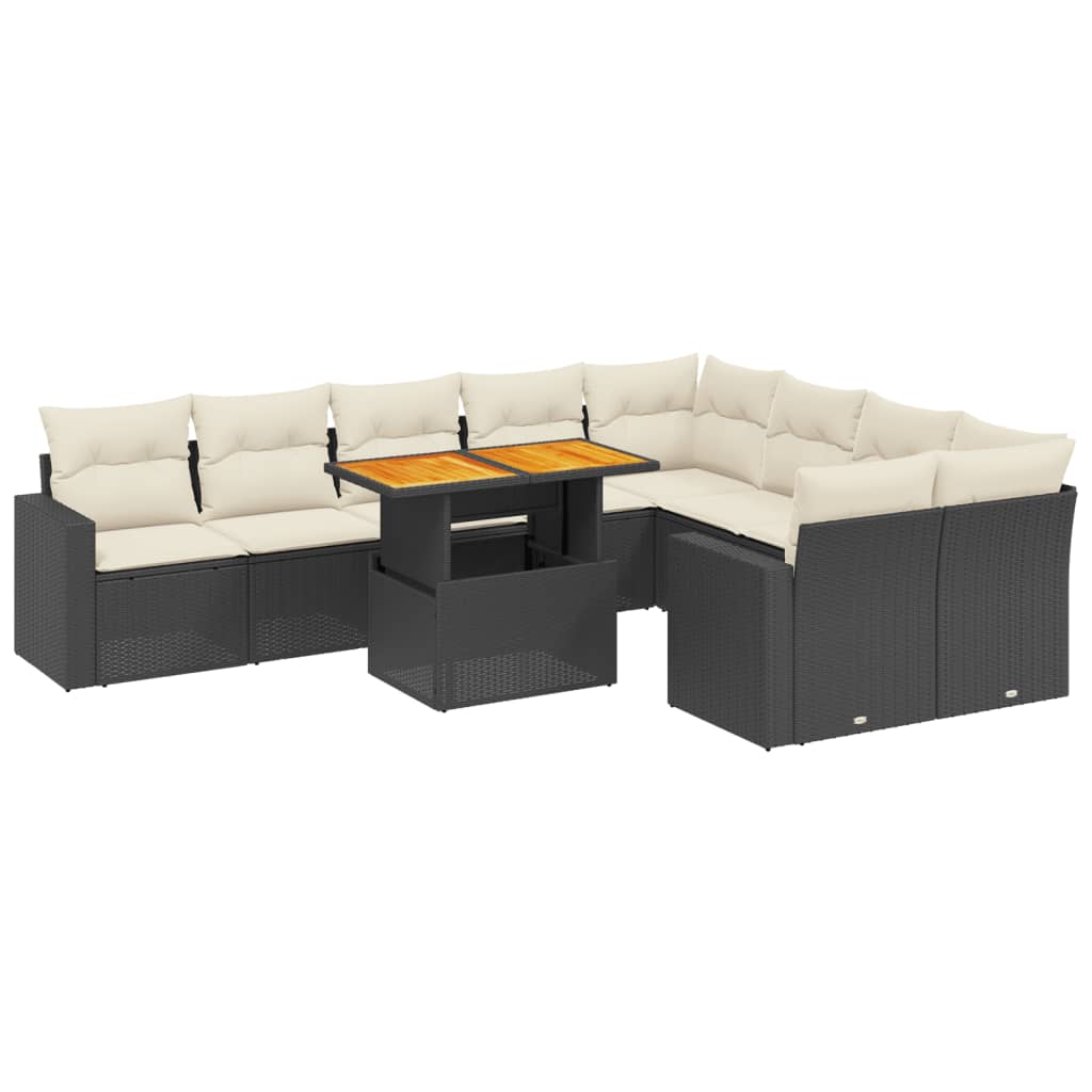 Garden Sofa Set Black and Cream White