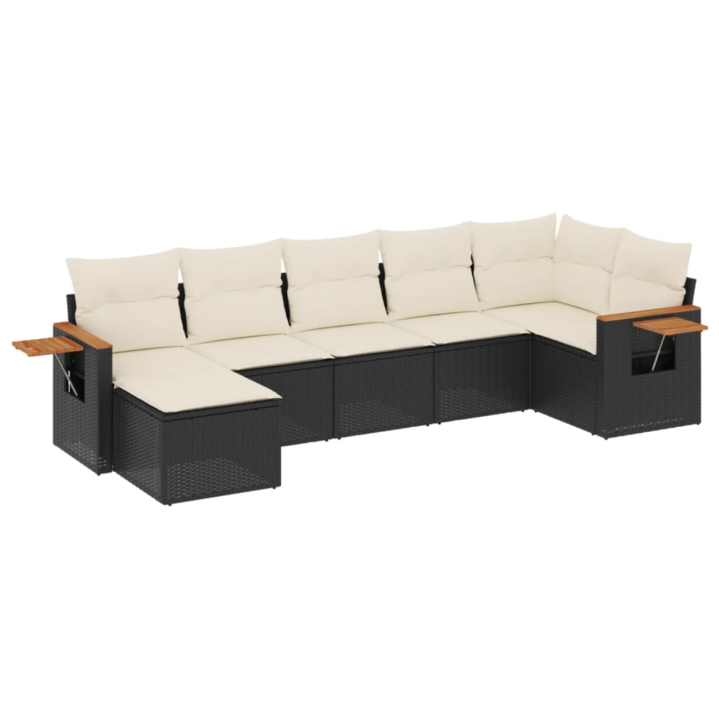 Garden Sofa Set Black and Cream White