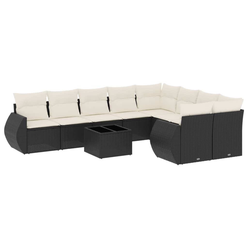 Garden Sofa Set Black and Cream White