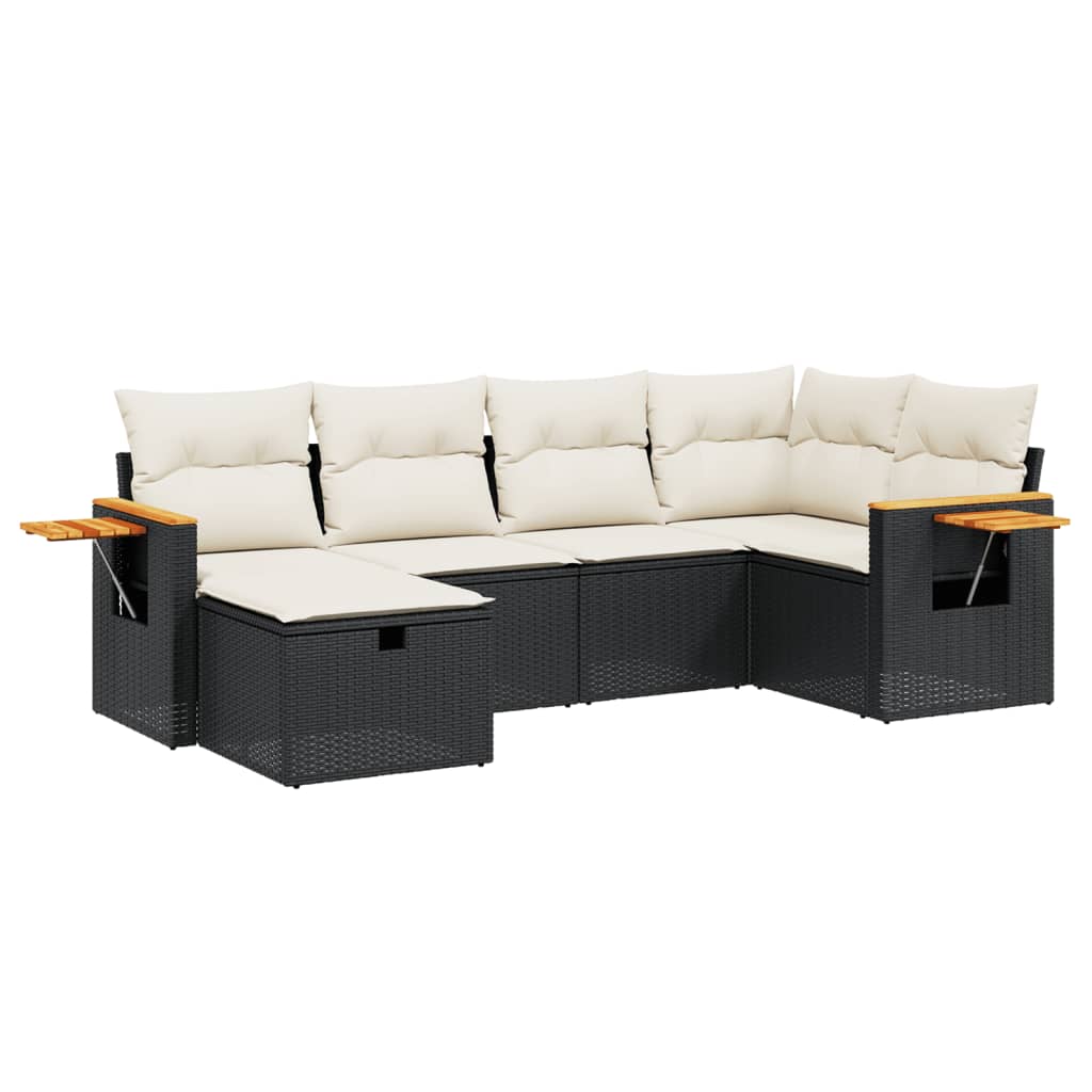 Garden Sofa Set Black and Cream White