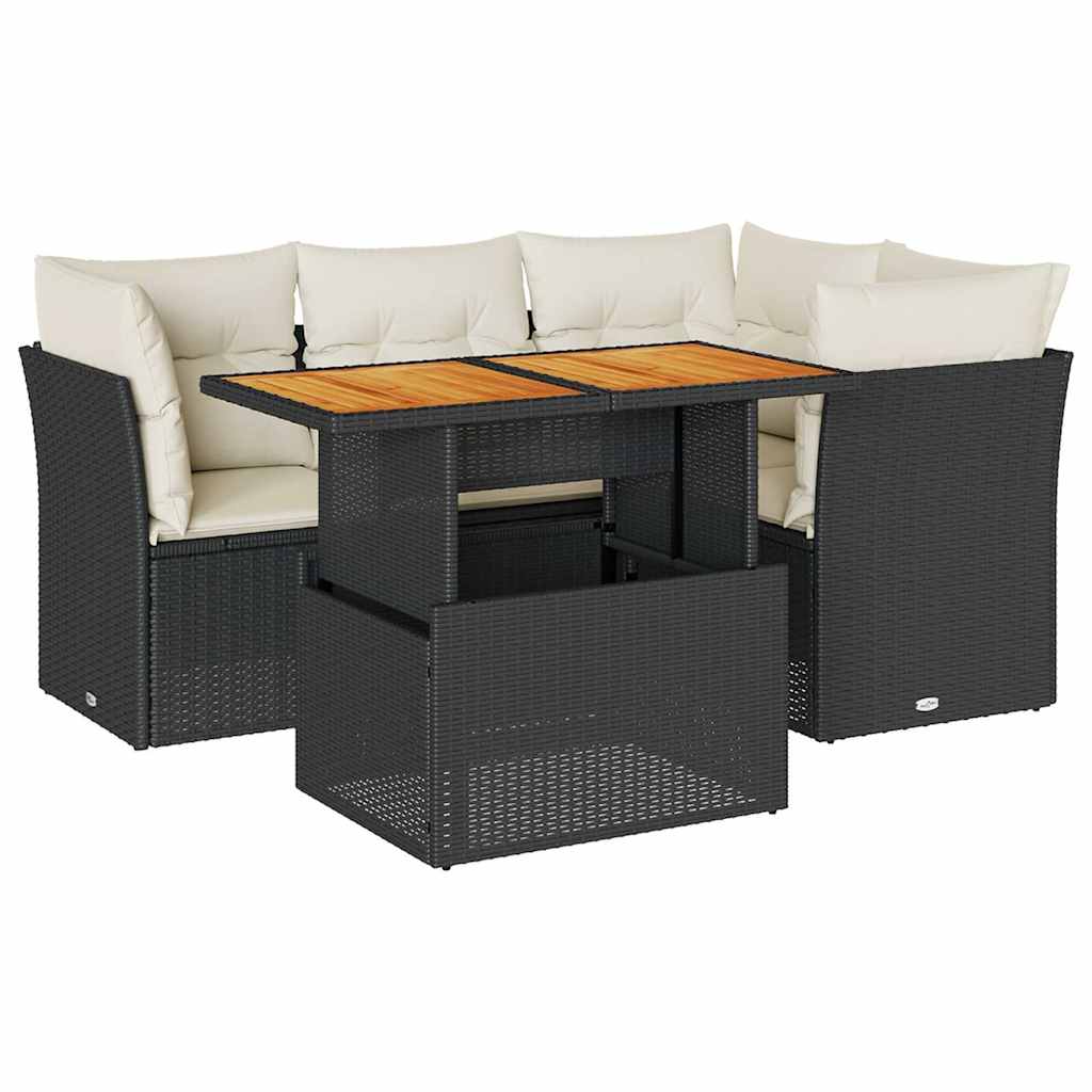 Garden Sofa Set Black and Cream White