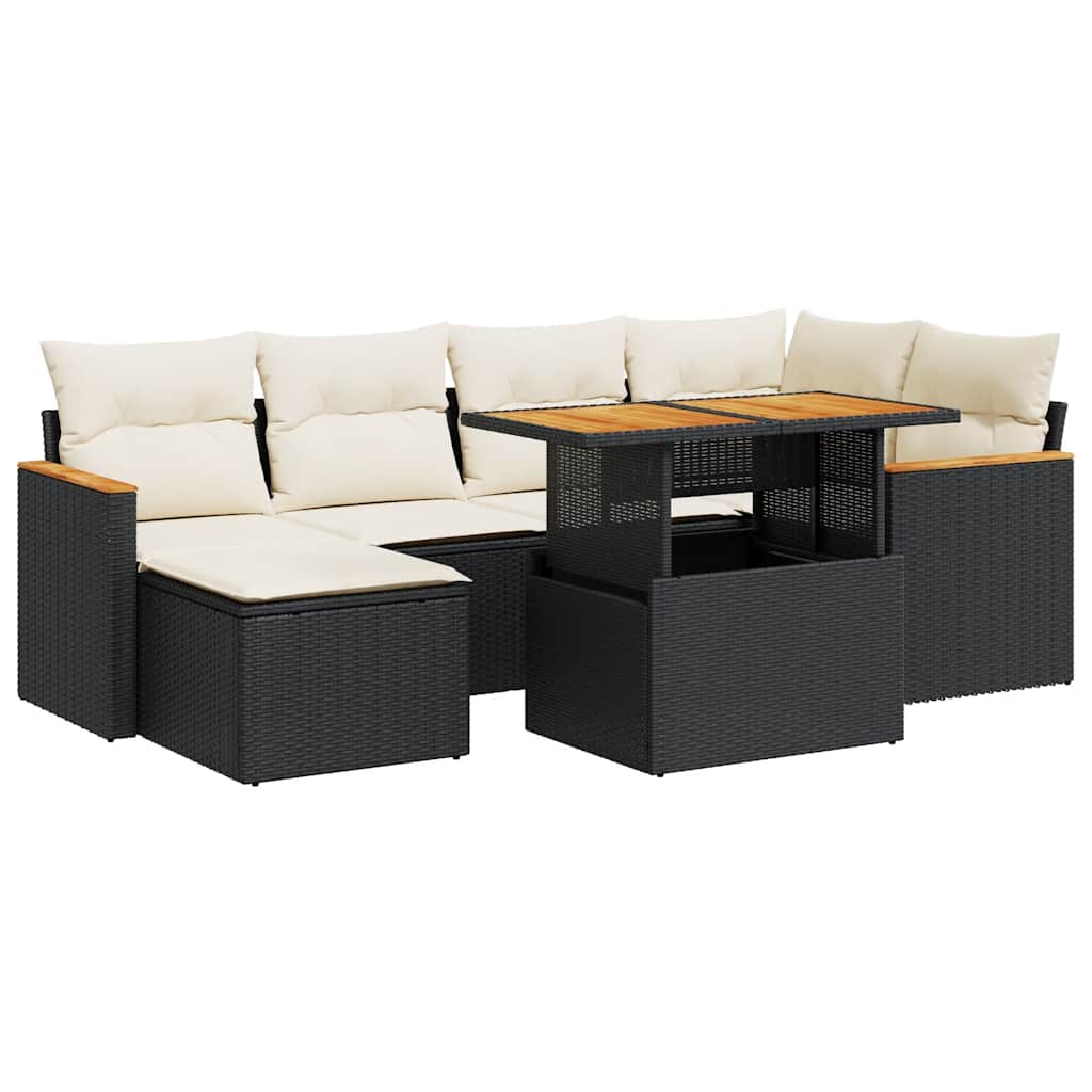 Garden Sofa Set Black and Cream White