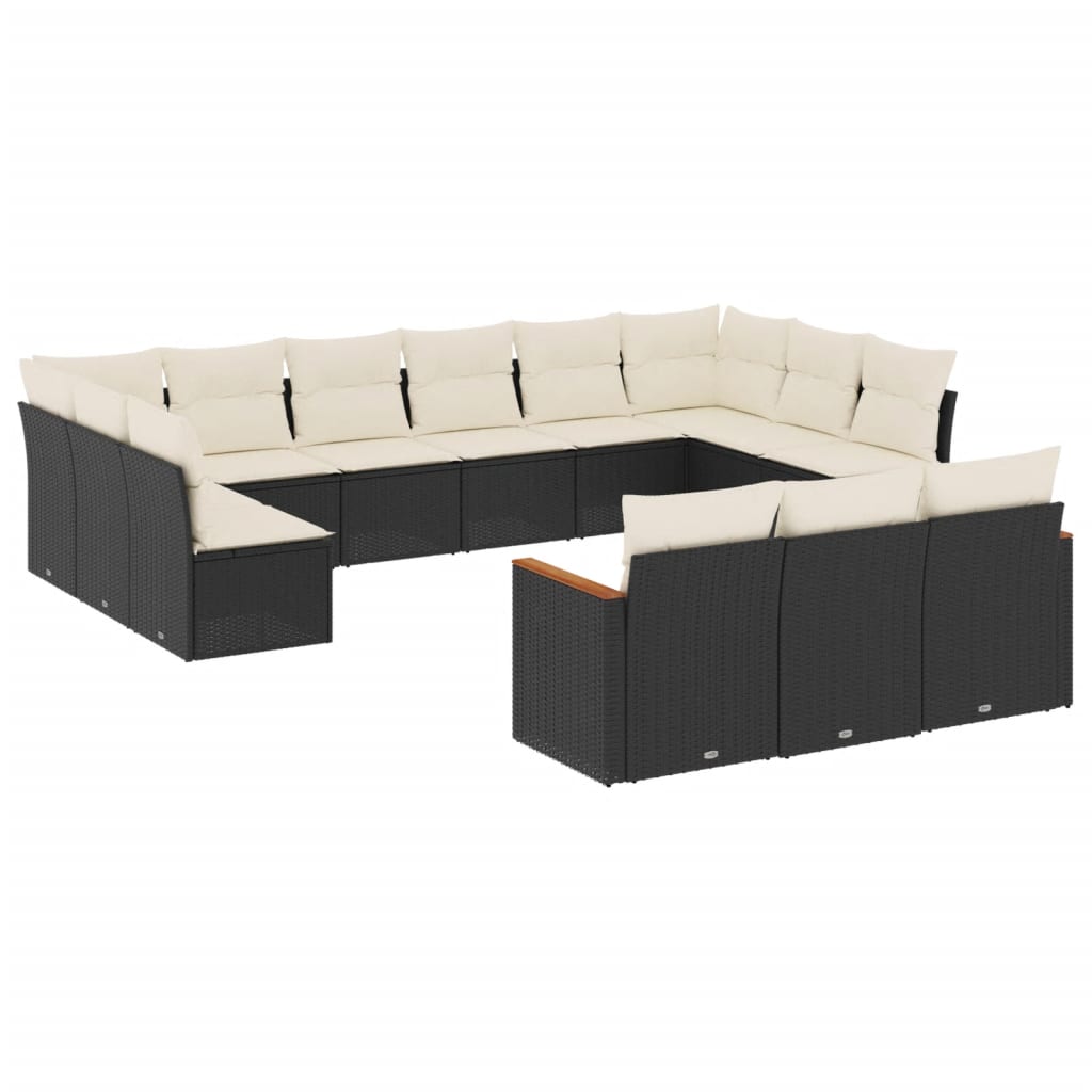 Garden Sofa Set Black and Cream White