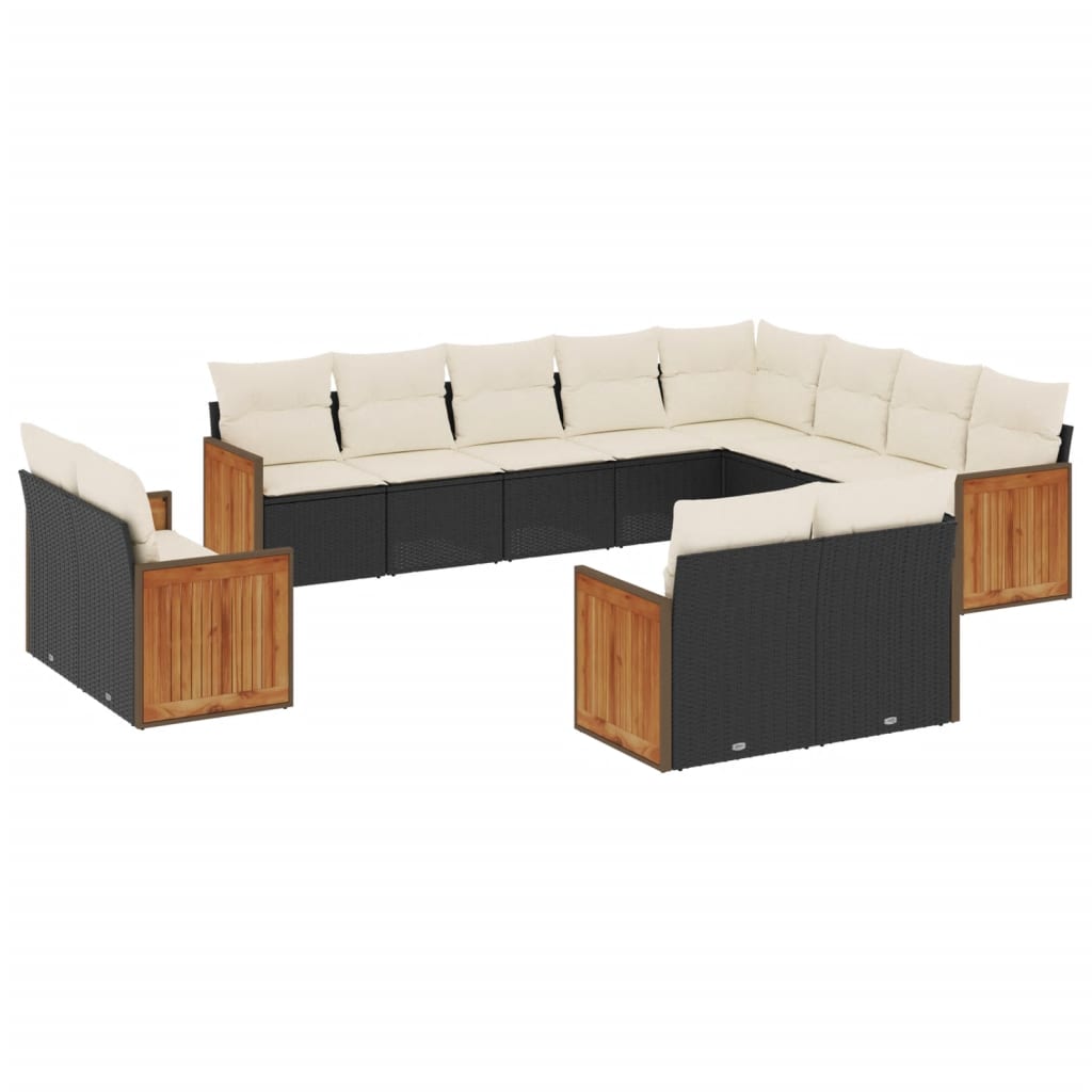 Garden Sofa Set Black and Cream White