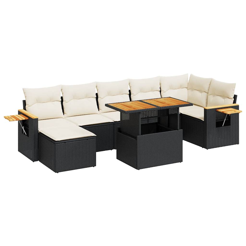 Garden Sofa Set Black and Cream White