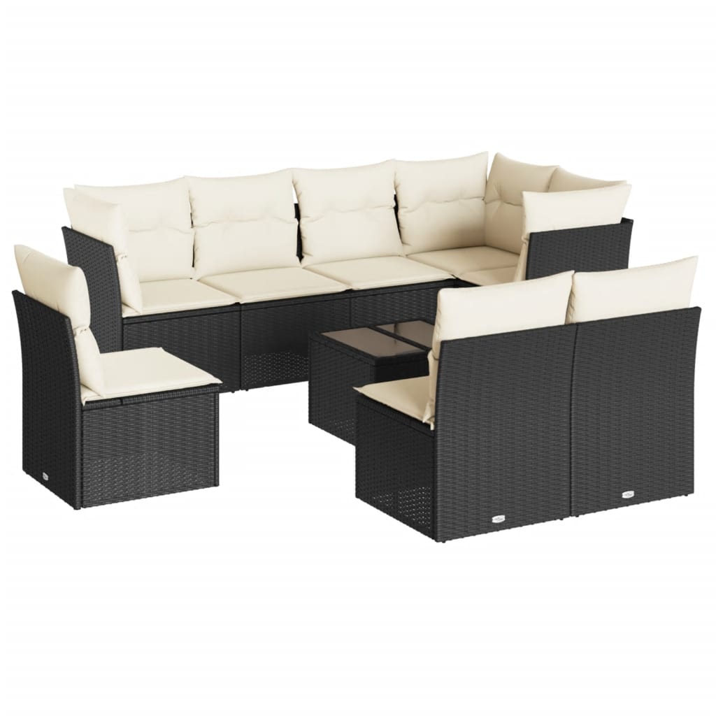 Garden Sofa Set Black and Cream White
